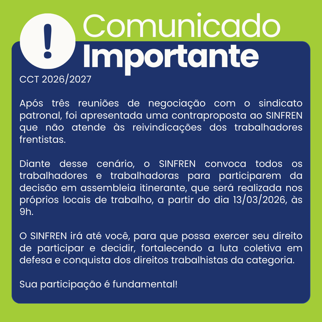 COMUNICADO SINFREN – CCT 2026/2027